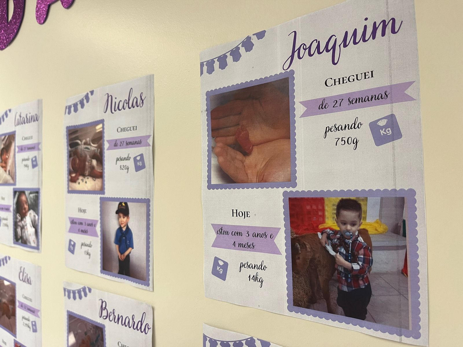 Novembro Roxo: no mês de atenção à prematuridade, UTI Neonatal da Unimed Nordeste-RS cria mural em homenagem aos seus pequenos pacientes
