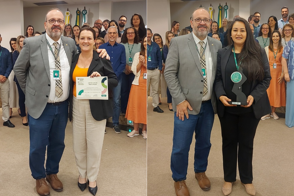 Unimed Nordeste-RS recebe Troféu RN 507 e certificado de participação no Prêmio Excelência em Gestão da Rede Prestadora, destaques da Unimed Federação/RS